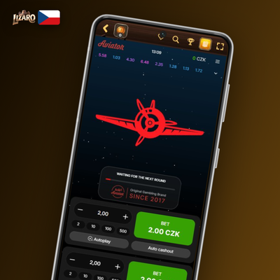 Ikona auto-bet funkce Aviator pro automatické opakování sázky v Lizaro Casino