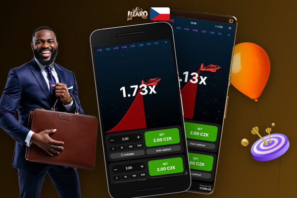 Soustředěný hráč s mobilem využívá auto-cashout v Aviator online na Lizaro Casino