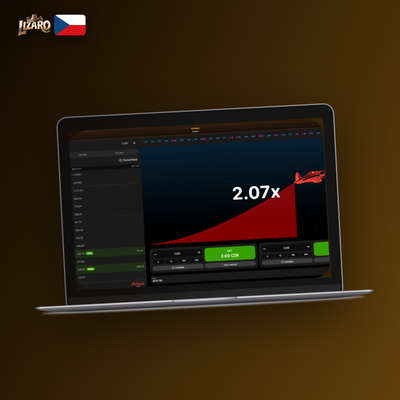 Ikona auto-cashout Aviator s multiplikátorem 2.00x a automatickým výběrem výhry v Lizaro Casino