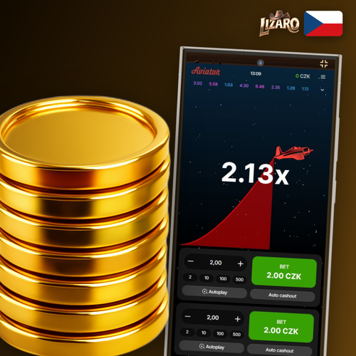 Červené letadlo stoupá s multiplikátorem 2.45x v Lizaro Casino Aviator crash hře