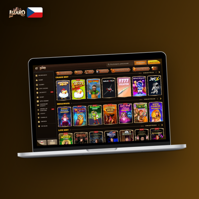 Lizaro Casino desktop verze na notebooku a mobilu se sdíleným herním účtem