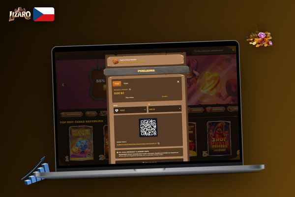 Skenování QR kódu krypto peněženky při vkladu v Lizaro Casino bez chyb