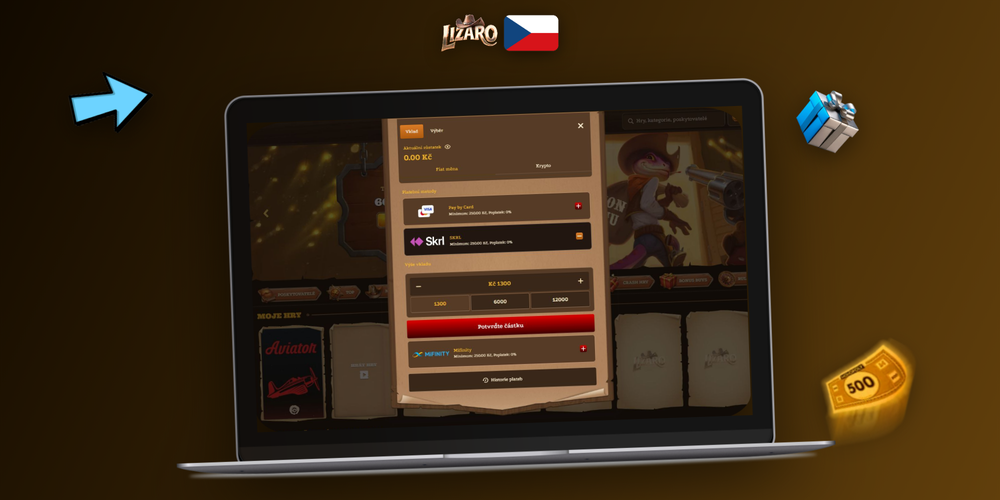 Kompletní postup vkladu v Lizaro Casino od pokladny až po potvrzení platby