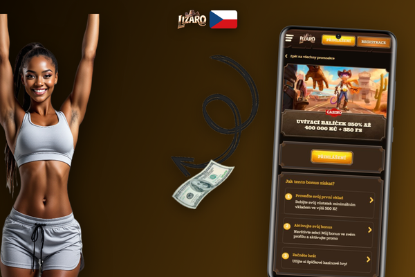 Registrační formulář Lizaro Casino s vyplněným polem pro promo kód LIZAPLAY